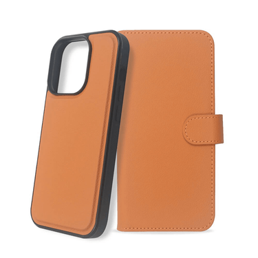 iPhone 14 Pro Compatible Case Cover With 2-in-1 Flip Leather Wallet in Brown